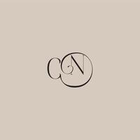 monogram wedding logo elegant and luxury style CN dinamyc curvy initial concept letter vector