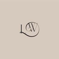 monogram wedding logo elegant and luxury style LW dinamyc curvy initial concept letter vector