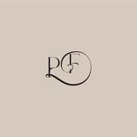monogram wedding logo elegant and luxury style PF dinamyc curvy initial concept letter vector