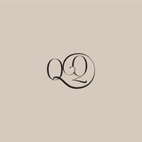 monogram wedding logo elegant and luxury style OQ dinamyc curvy initial concept letter vector