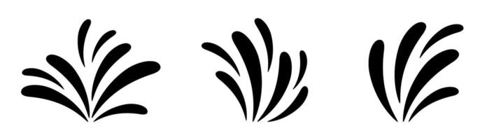 Abstract Black Leaf Sprays with Bold Curves Set vector