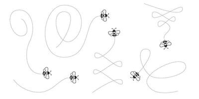 Aerial Acrobatics of Bees. Mesmerizing Dotted Paths Forming Spirals, Loops, and Heart Shapes vector