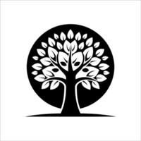 Tree line art silhouette with white background vector