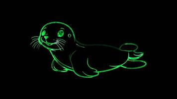 Neon frame effect, seal on black background video