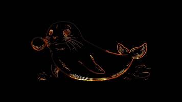 Neon frame effect, seal on black background video