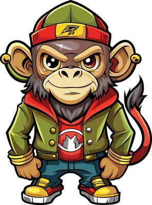 Monkey mascot character sticker design