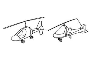 Gyroplane Outline Illustration on White Background vector