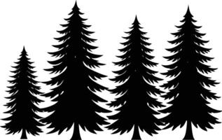 a black and white picture of a forest with Pine trees in the background vector