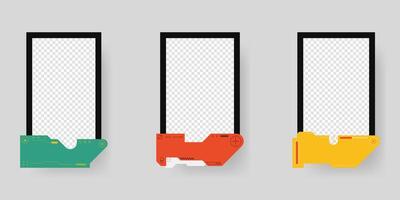 Collection of player frames template. Cyberpunk style. Game card frame mockup template design. vector