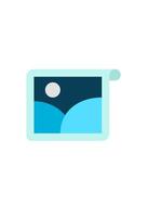 A flat icon of a computer screen with a moon in the background vector