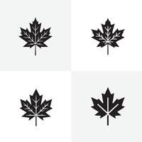 Four different maple leaf icons in black and white vector