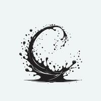 A black and white logo of a wave with splashes vector