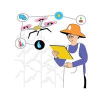 Displaying advantages of drones in modern agriculture vector