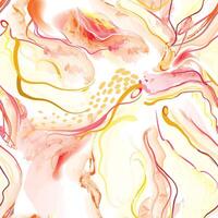 Autumn seamless pattern with wavy lines. Abstract beautiful watercolour texture with organic shapesic vector