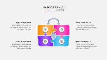 4 steps puzzle infographic presentation design template with icons vector