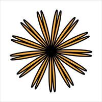 Yellow and black star with black center on white background vector