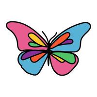 A colorful butterfly with a black outline on a white background vector