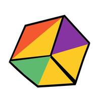 A rainbow colored cube with a black outline on a white background vector
