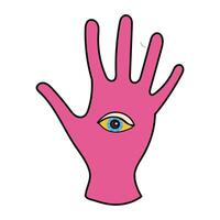 A colorful hand with an eye symbol, conveying deep meaning and artistic expression vector