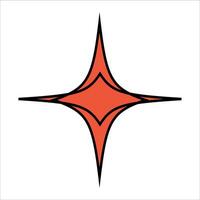 A striking red star featuring a bold black outline on a white background vector