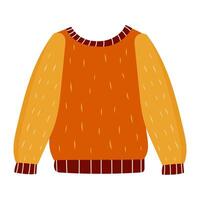 A longsleeve sweater with a red collar on a white background vector