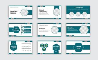 A set of business presentation templates with green and white design vector