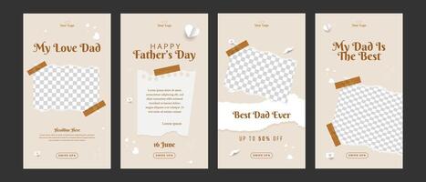 Father Day Social Media Stories Collection Design Template vector