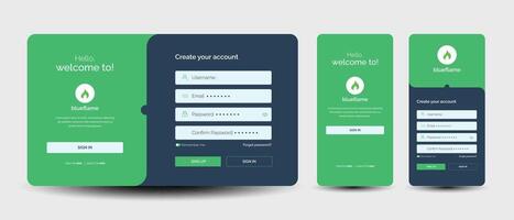 set of sign up and sign in forms. professional mobile app sign in page vector