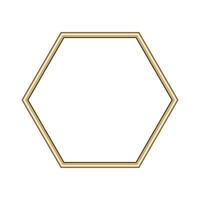 Hexagon gold frame. Isolated luxury hexagon golden border. Gold hexagon frame mockup design element. vector