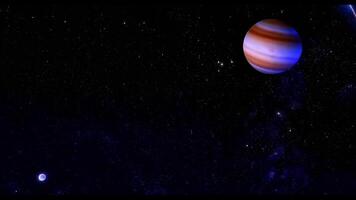 the movement of different planets in space. A space scene with brightly shining stars and visible distant planets video