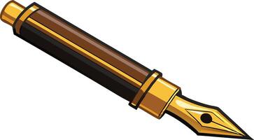 Elegant vintage fountain pen design with a gold nib and wooden grip suitable for writing and calligraphy enthusiasts vector