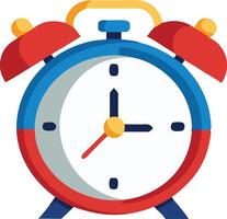 Colorful illustration of a classic alarm clock with bells on top, emphasizing time management and punctuality in everyday life vector
