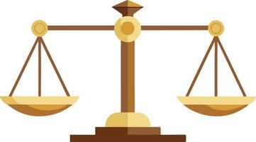 A brown and gold scale sits perfectly balanced, symbolizing the concept of justice and fairness vector