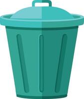 A simple illustration of a teal garbage bin with a rounded lid, commonly used for waste management and recycling vector