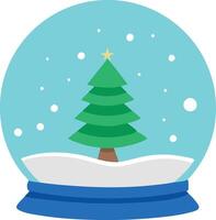 A snow globe with a green Christmas tree inside and snowflakes falling vector