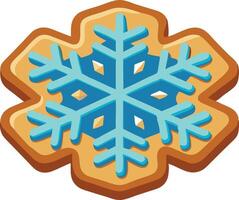 A gingerbread cookie with a blue snowflake design vector