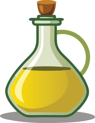 An olive oil bottle with a wooden handle, elegantly displayed