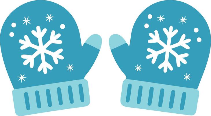 A pair of blue mittens with white snowflakes on them are ready to keep your hands warm this winter