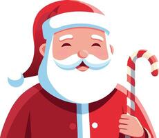 Santa Claus smiles and holds a candy cane vector