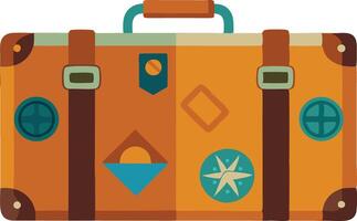 illustration of a vintage suitcase adorned with travel stickers, symbolizing adventure and exploration through different destinations vector