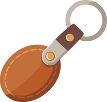 Illustration of a brown leather keychain with a silver ring, showcasing its simplicity and functionality for everyday use vector