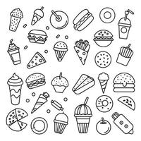 Fast food icons set in line style vector