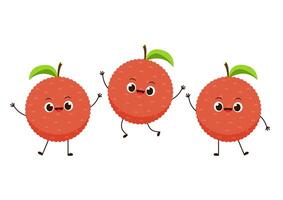 Lychee character design. Lychee on white background. vector