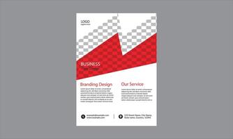 Business flyer design. It features a prominent red and white geometric pattern at the top, with a gray and white checkered background. vector
