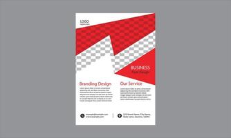 Business flyer design. It features a prominent red and white checkered pattern at the top, with a gray and white checkered background. vector