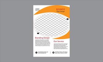 The design is a template for a business flyer design. It features a prominent orange header with A4 vector