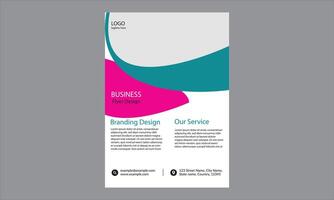 Business flyer design. It features a vibrant color scheme with pink, teal, and white elements. vector