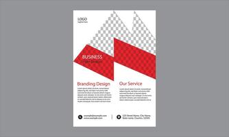 Business flyer template with a modern and professional design,The flyer uses a red and white geometric pattern on the right side, which adds a dynamic and eye-catching element to the design. vector