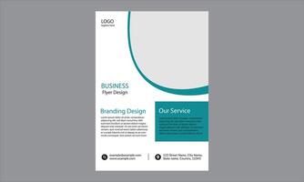 Business flyer design. It features a teal and white color scheme with a place for a company logo at the top left corner. Here are some key elements vector