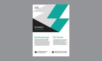 Business flyer design.The flyer is divided into two main sections by color blocks and diagonal lines. vector